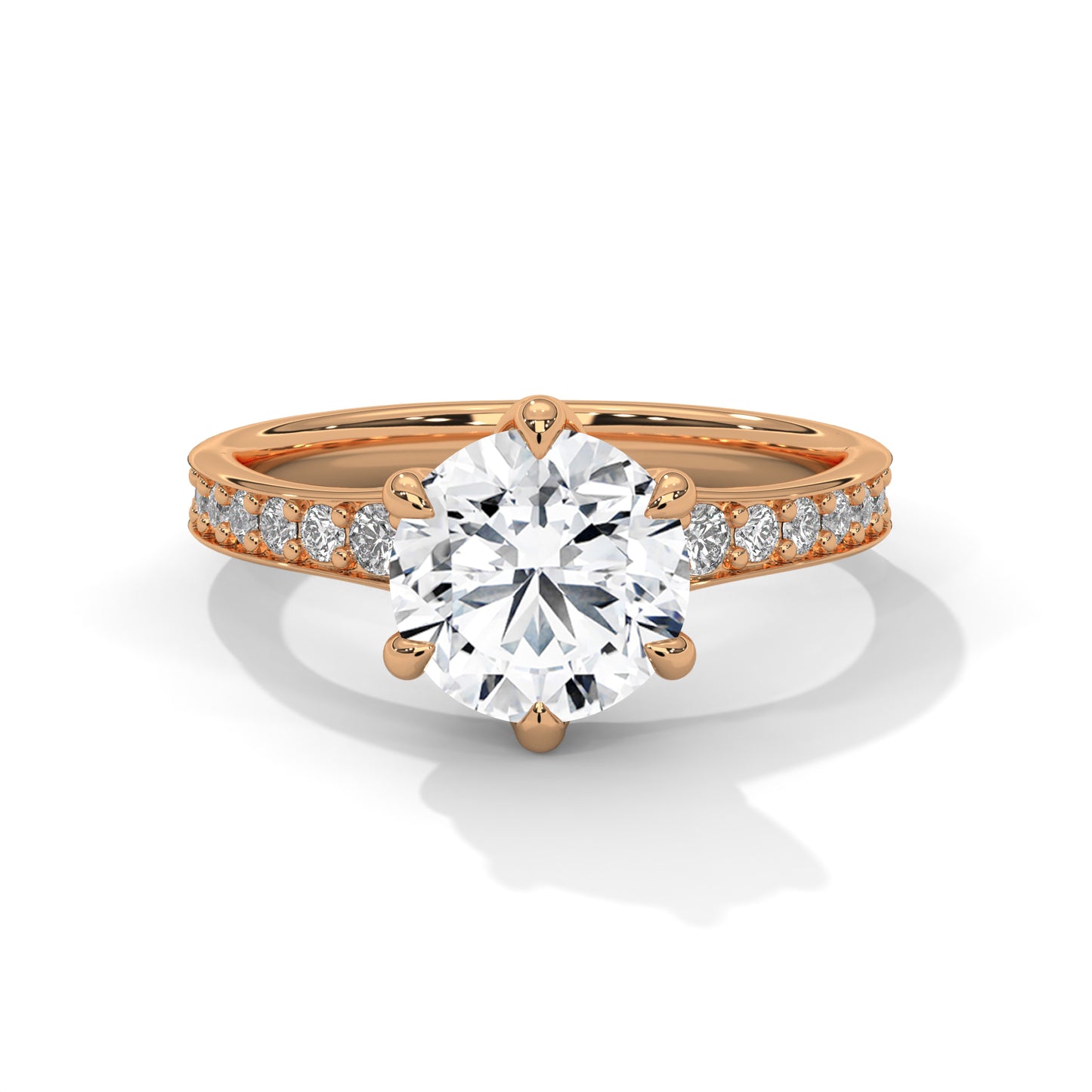 2 CT Round Cut E-VVS2 Lab Grown Diamond Engagement Ring, Statement Ring