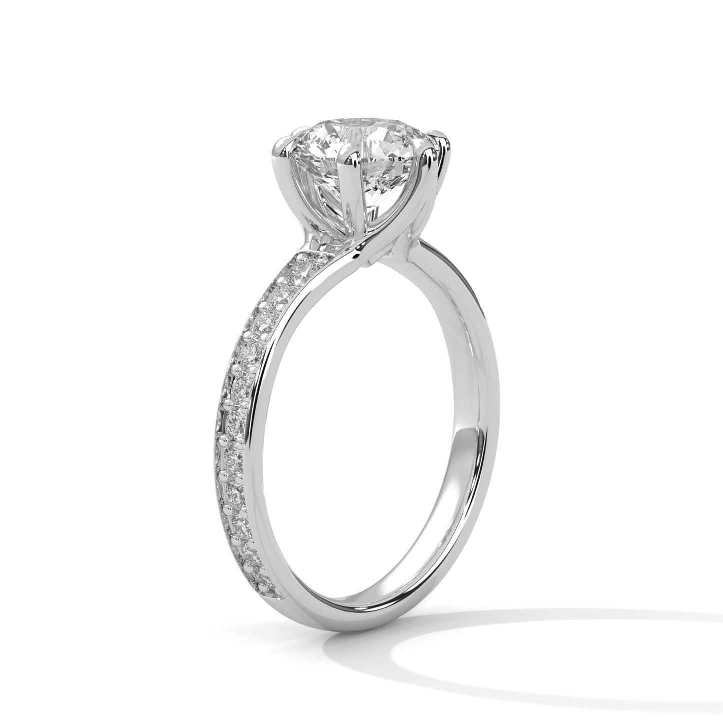 2 CT Round Cut E-VVS2 Lab Grown Diamond Engagement Ring, Statement Ring