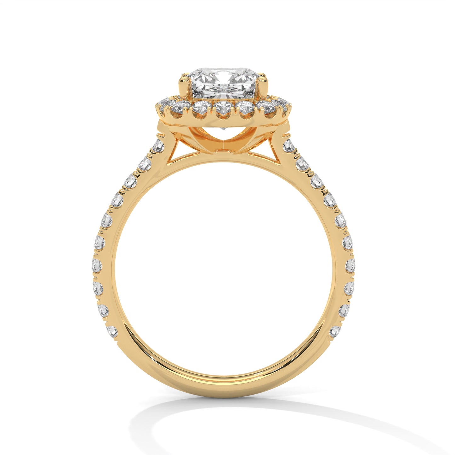 2 CT Square Cushion E-VVS2 Lab-Grown Diamond Engagement Ring, 14K Gold Setting