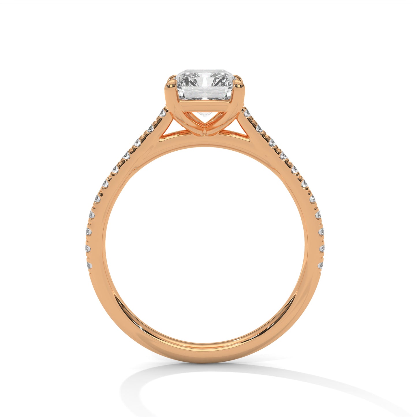 3 Carat Emerald-Cut E VVS2 IGI Certified Lab-Grown Diamond Engagement Ring with Pavé Band in 14K Gold