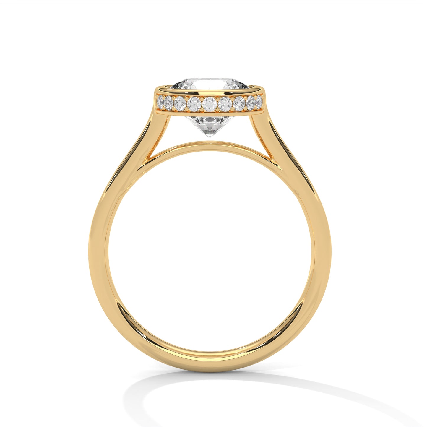 3 Carat Round E VVS2 Lab-Grown Diamond Bezel-Set Solitaire Engagement Ring, 14K Gold