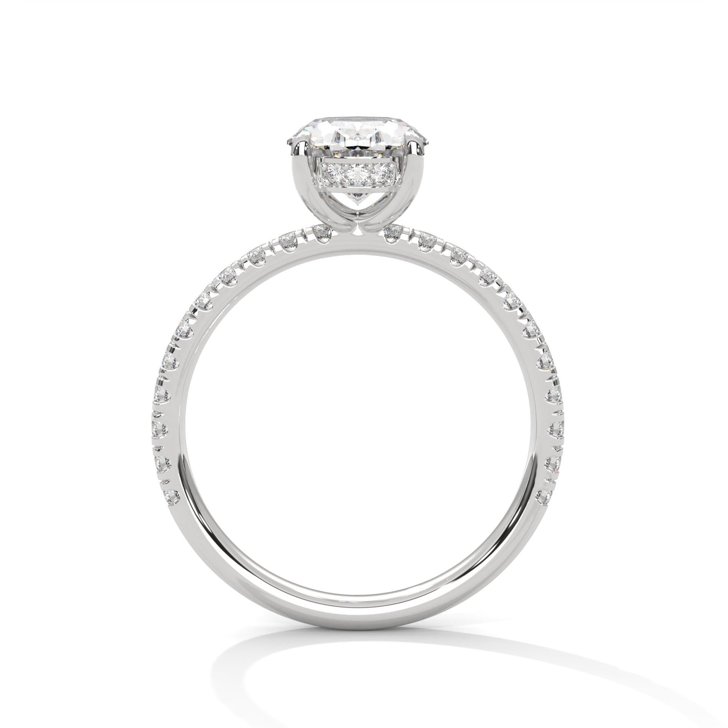 2 ct Oval E VVS2 Lab-Grown Diamond Engagement Ring, Hidden Halo Ring
