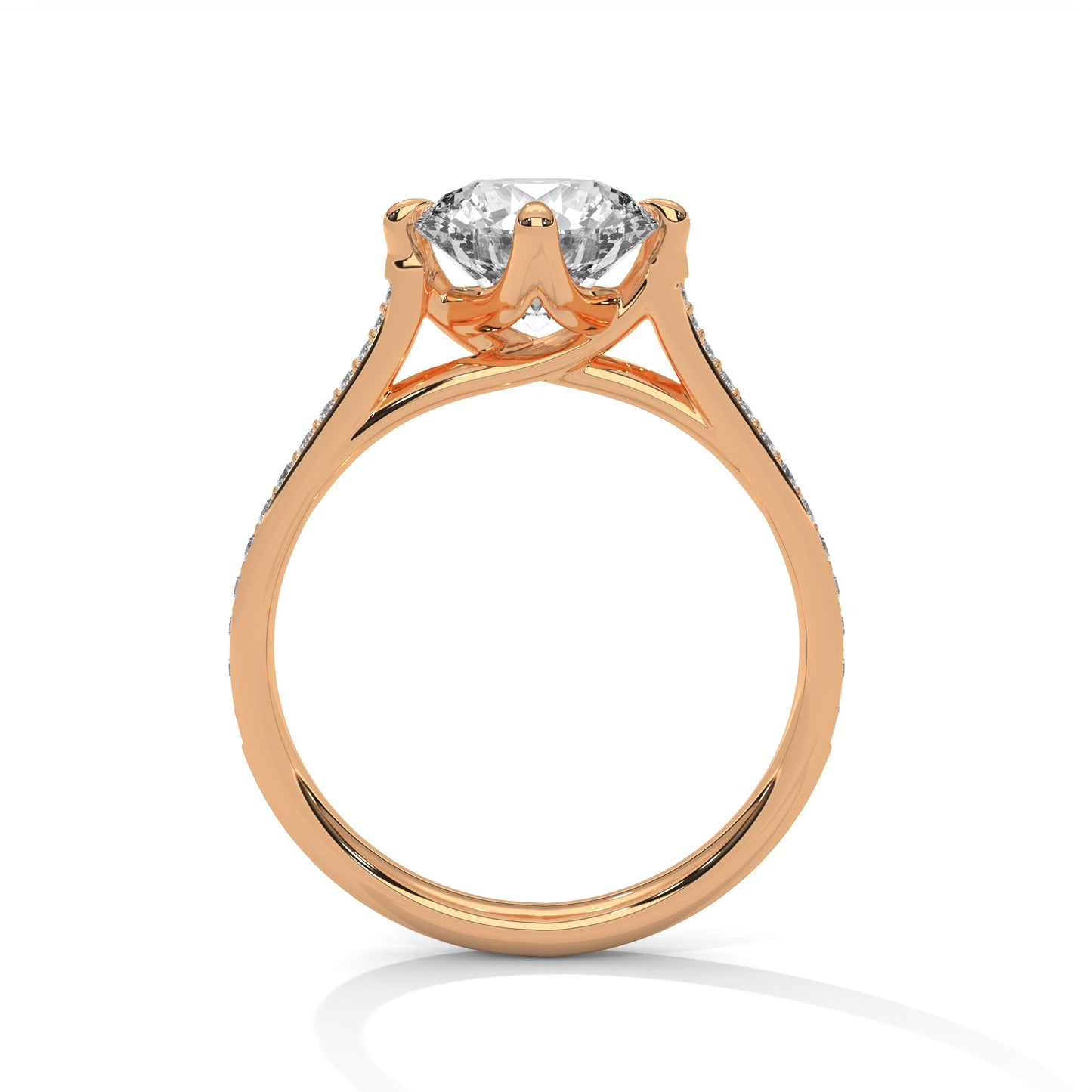 3 Carat Round E VVS2 Lab-Grown Diamond Engagement Ring, 14K Gold