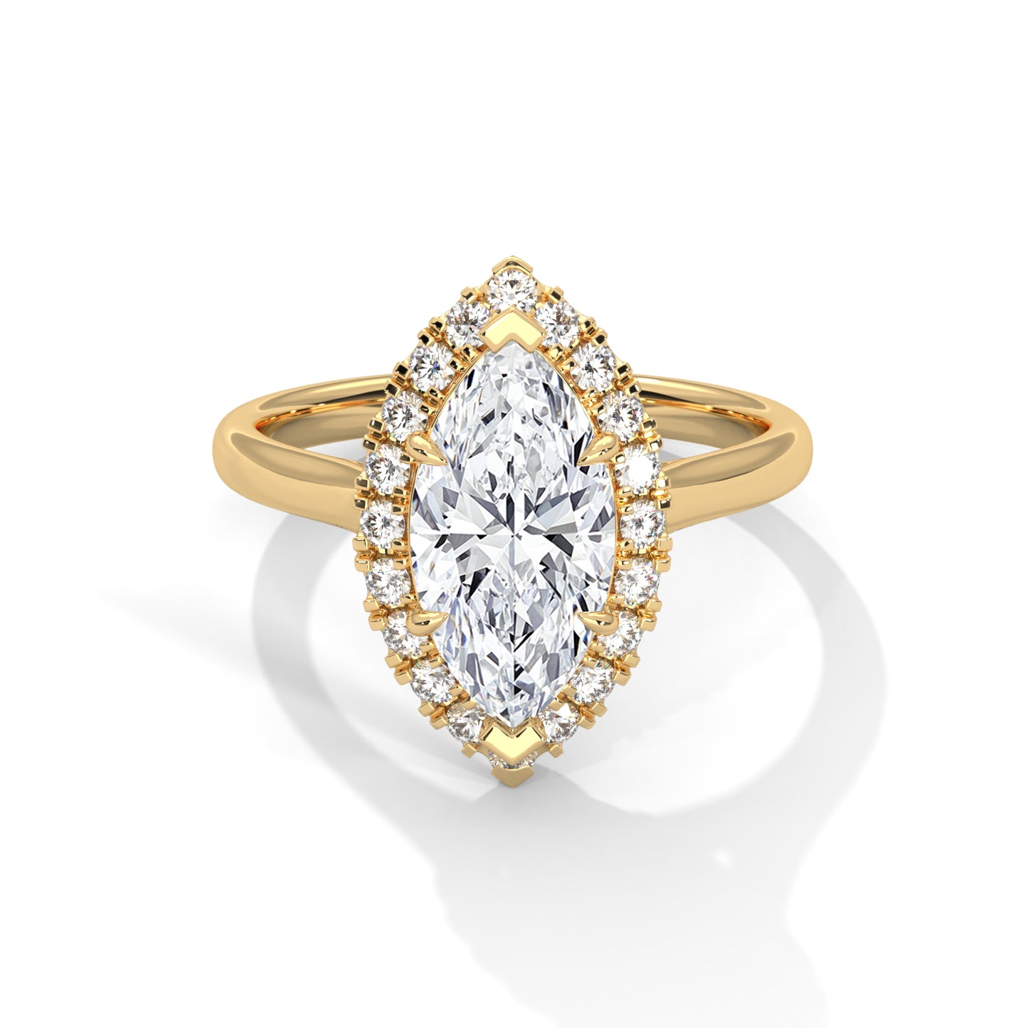 2ct Marquise Cut E-VVS2 Lab Grown Diamond Engagement Ring, 14K Gold, IGI Certified Diamond