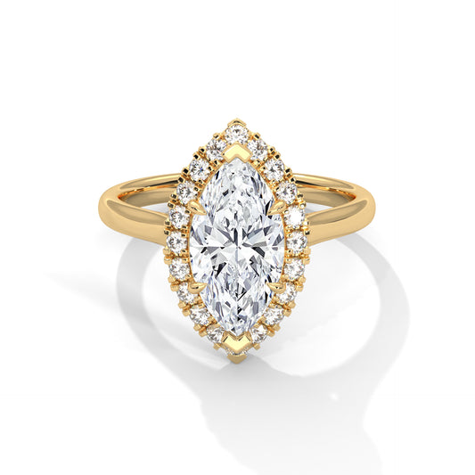 2ct Marquise Cut E-VVS2 Lab Grown Diamond Engagement Ring, 14K Gold, IGI Certified Diamond