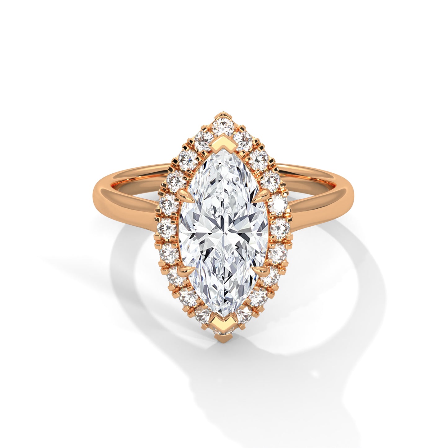 2ct Marquise Cut E-VVS2 Lab Grown Diamond Engagement Ring, 14K Gold, IGI Certified Diamond