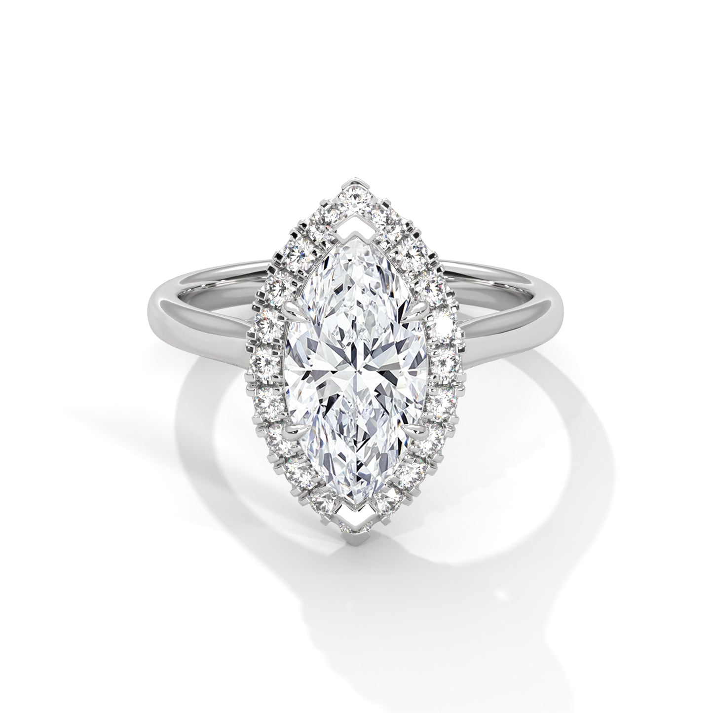 2ct Marquise Cut E-VVS2 Lab Grown Diamond Engagement Ring, 14K Gold, IGI Certified Diamond