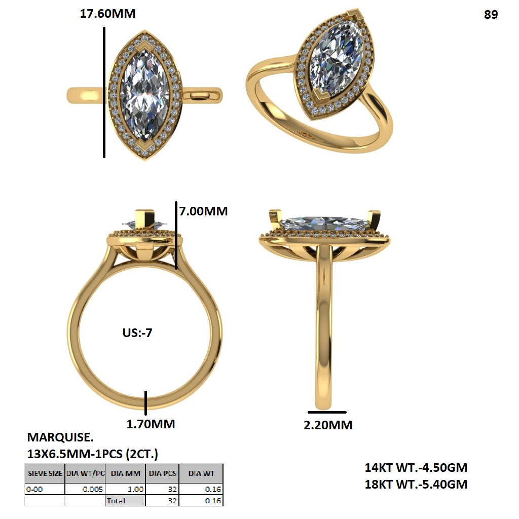 2ct Marquise Cut E-VVS2 Lab Grown Diamond Engagement Ring, IGI Certified Diamond
