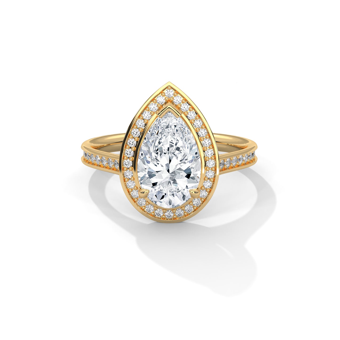 2 CT Pear E-VVS2 Lab-Grown Diamond Engagement Ring – Side Round Diamond