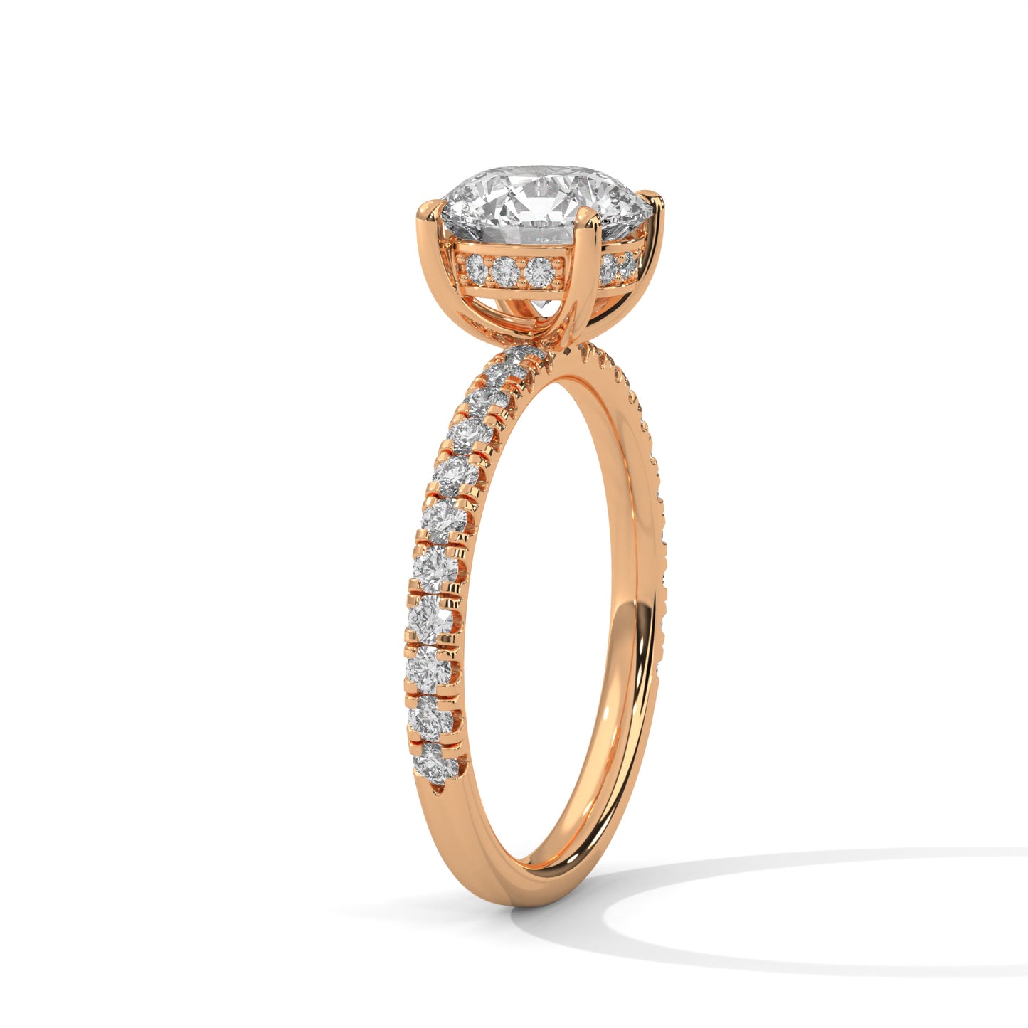 1.5 CT Round E VVS2 Lab-Grown Diamond Engagement Ring, Hidden Halo Ring