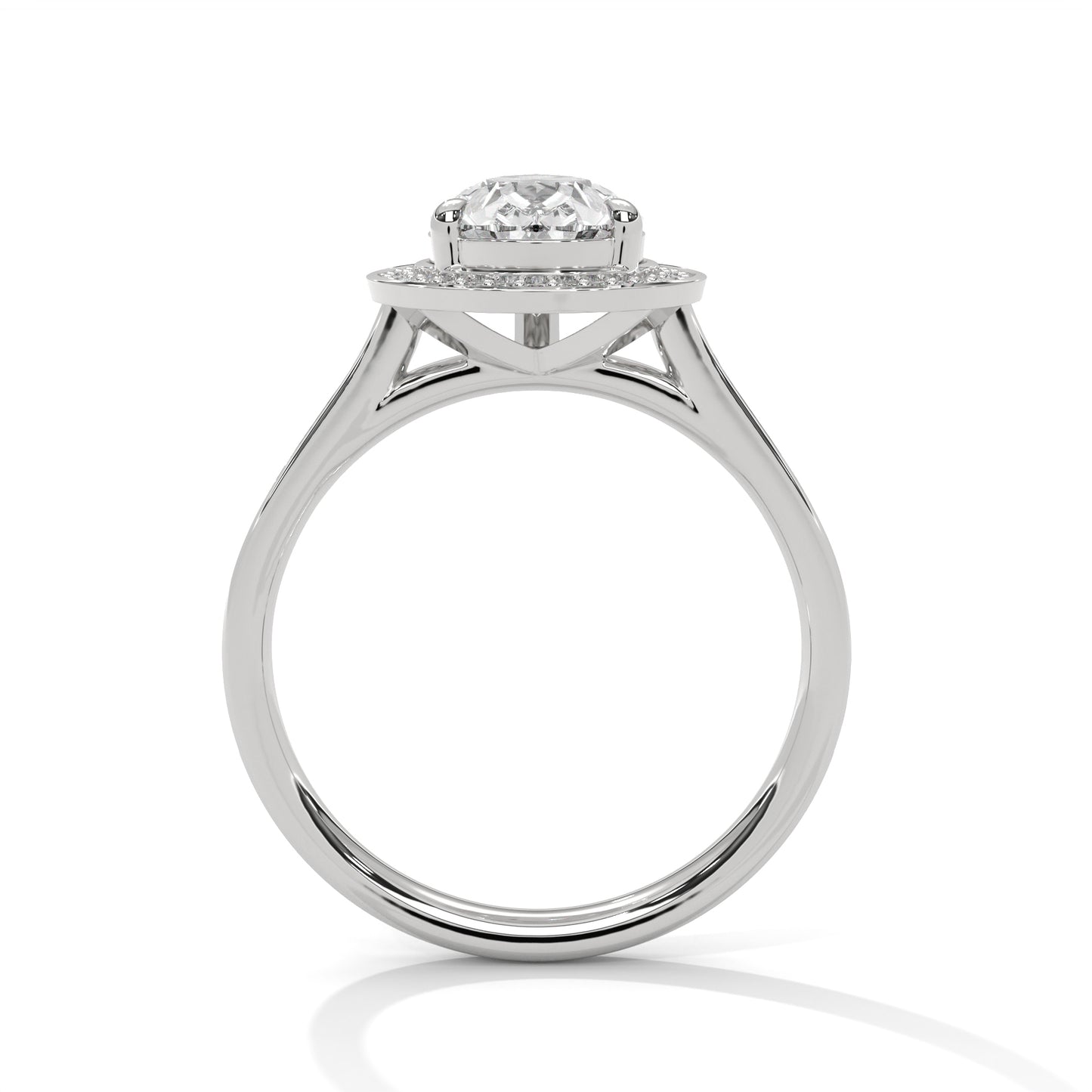 2 CT Pear E-VVS2 Lab-Grown Diamond Engagement Ring – Side Round Diamond