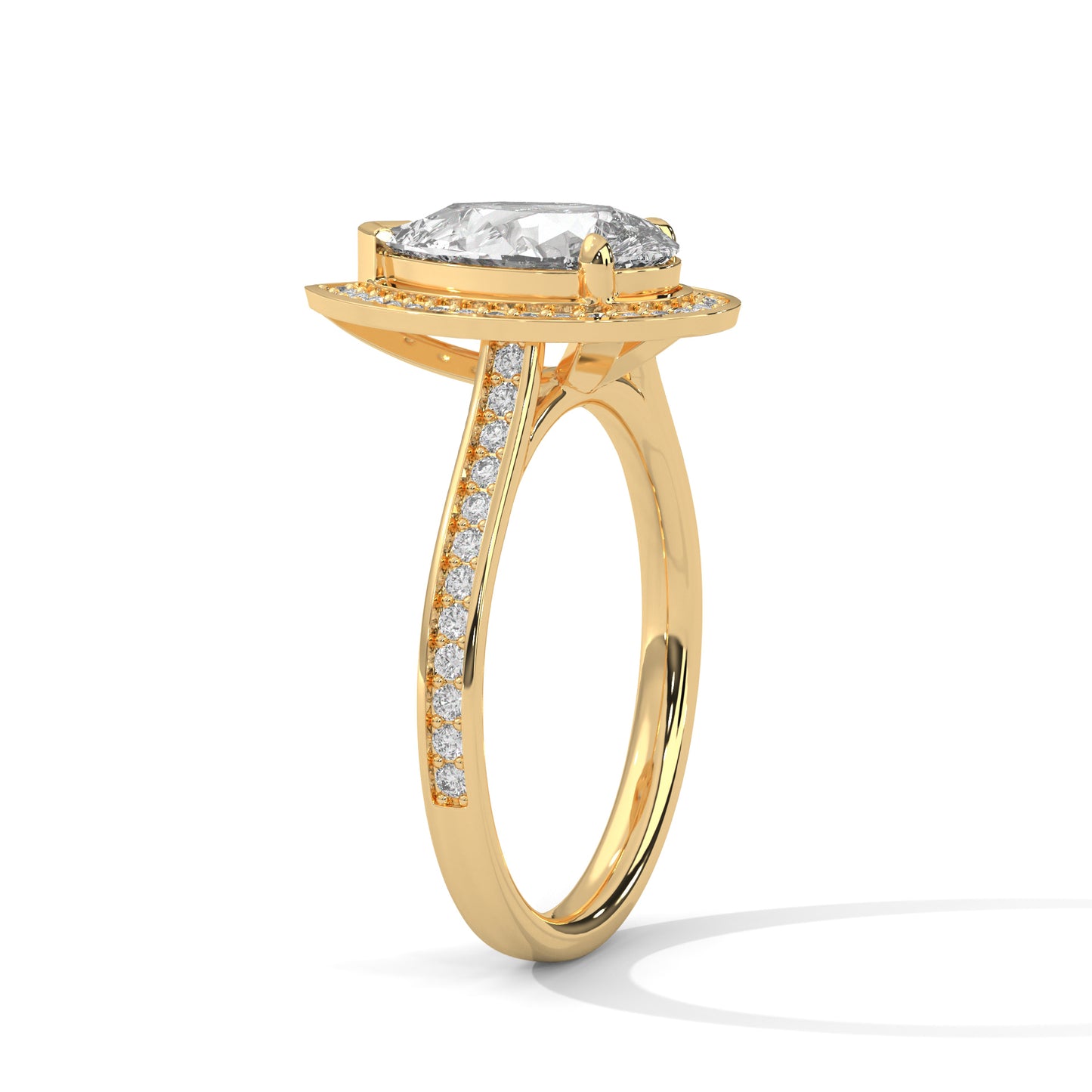 2 CT Pear E-VVS2 Lab-Grown Diamond Engagement Ring – Side Round Diamond