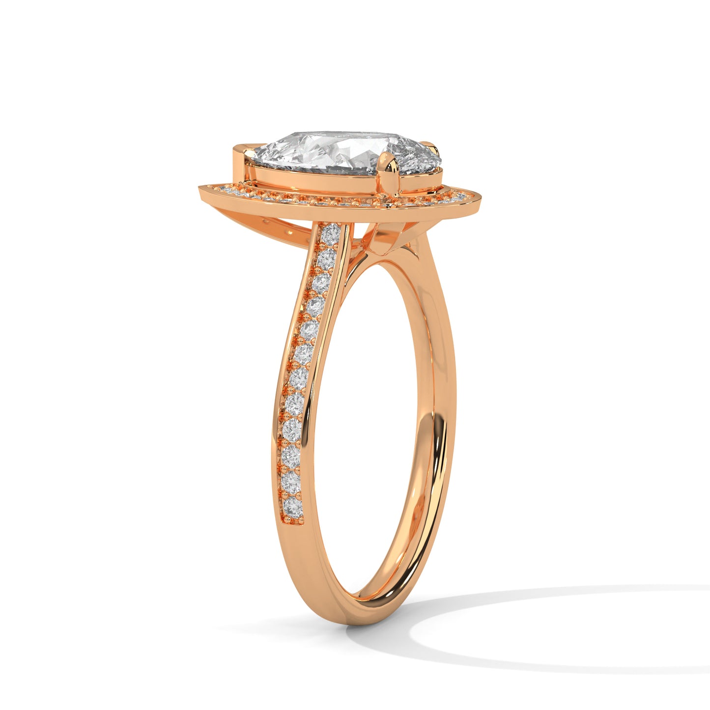 2 CT Pear E-VVS2 Lab-Grown Diamond Engagement Ring – Side Round Diamond