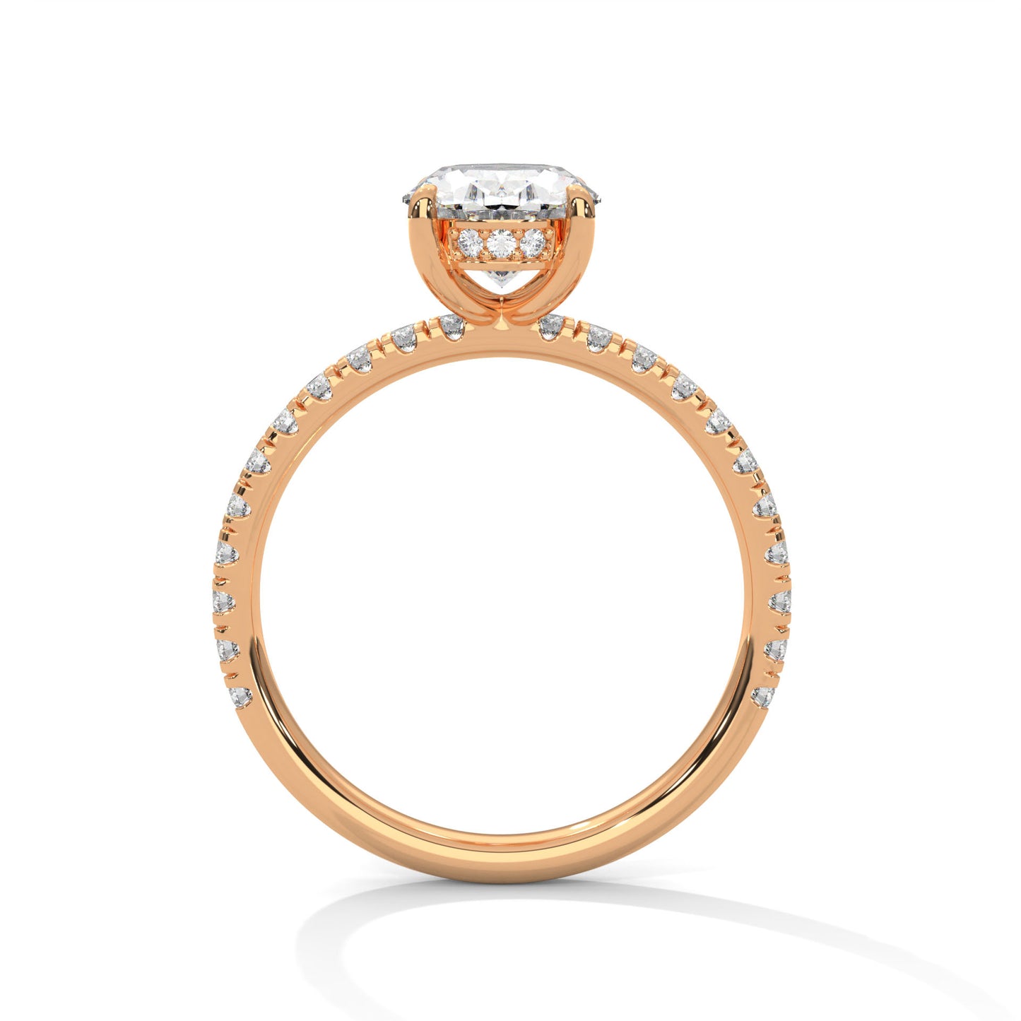 2 ct Oval E VVS2 Lab-Grown Diamond Engagement Ring, Hidden Halo Ring
