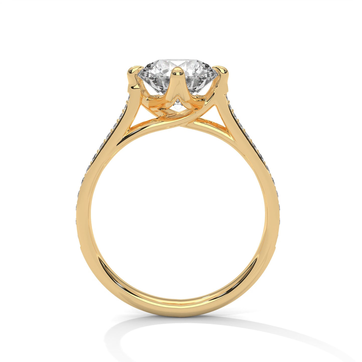 3 Carat Round E VVS2 Lab-Grown Diamond Engagement Ring, 14K Gold