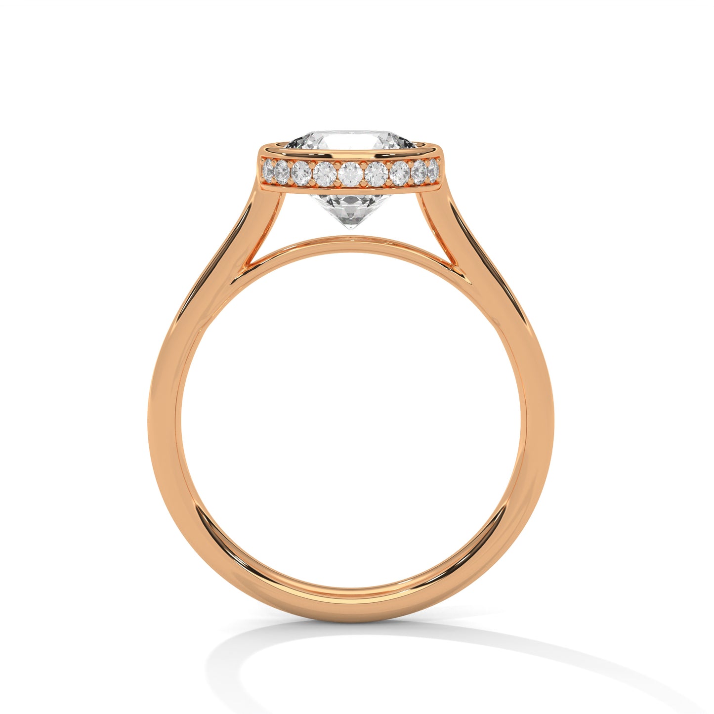 3 Carat Round E VVS2 Lab-Grown Diamond Bezel-Set Solitaire Engagement Ring, 14K Gold