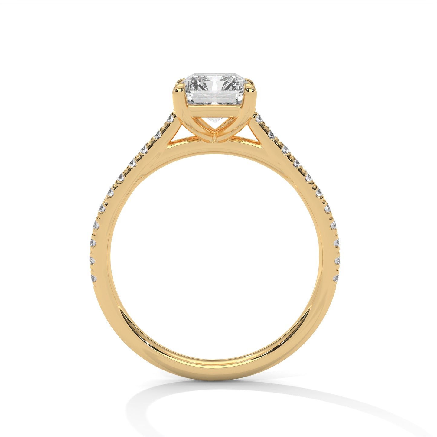 3 Carat Emerald-Cut E VVS2 IGI Certified Lab-Grown Diamond Engagement Ring with Pavé Band in 14K Gold