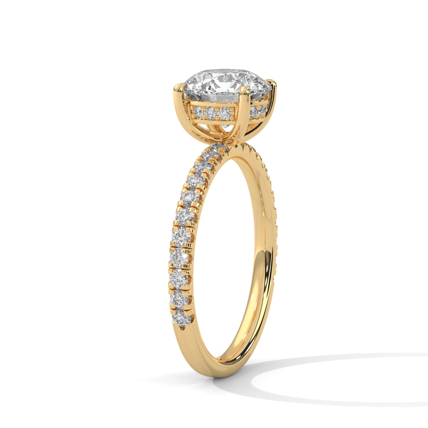 1.5 CT Round E VVS2 Lab-Grown Diamond Engagement Ring, Hidden Halo Ring
