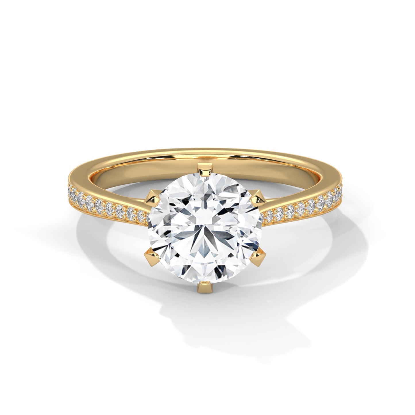 3 CT Round E-VVS2 Lab-Grown Diamond Engagement Ring – 6 Claw Prong