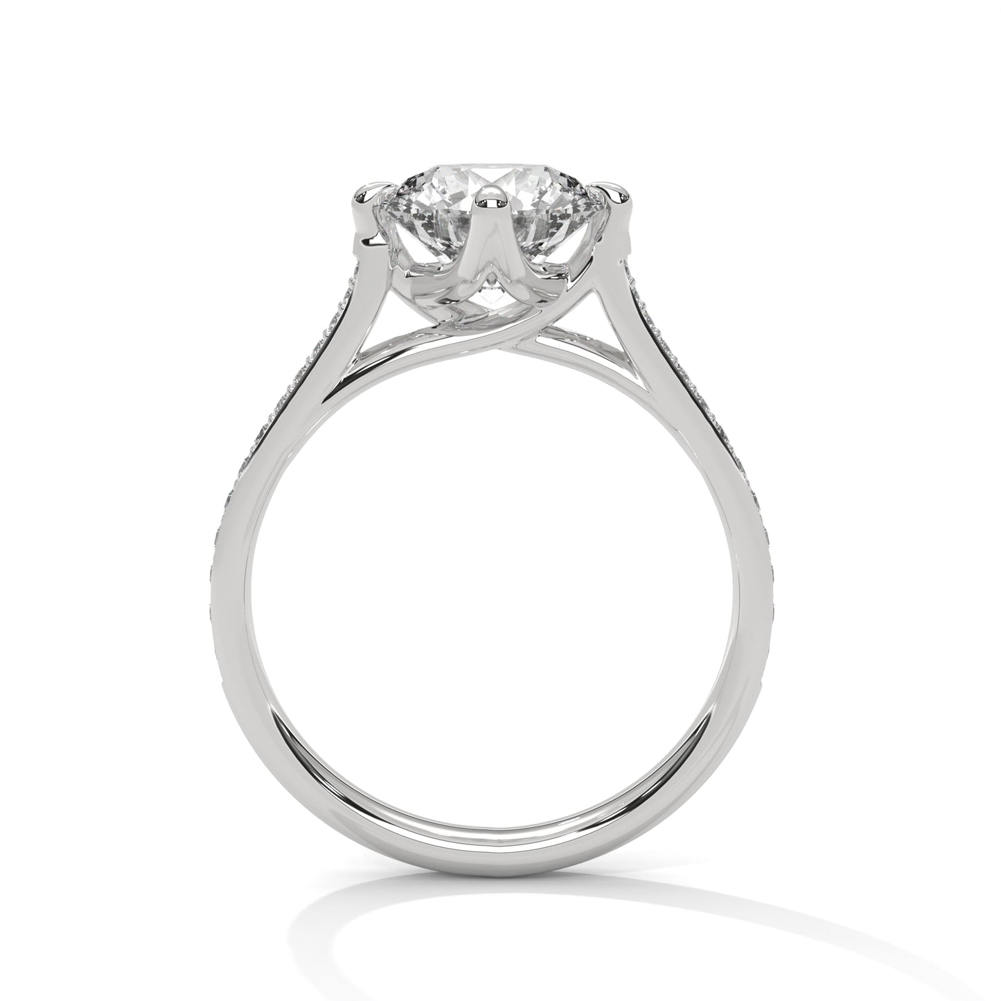 3 Carat Round E VVS2 Lab-Grown Diamond Engagement Ring, 14K Gold