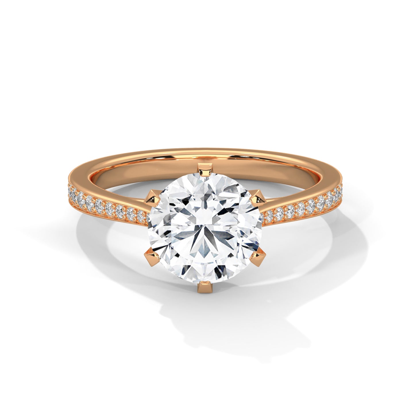 3 CT Round E-VVS2 Lab-Grown Diamond Engagement Ring – 6 Claw Prong