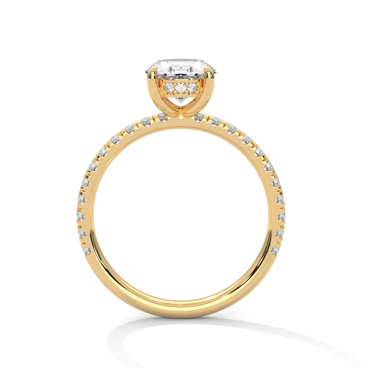 2 ct Oval E VVS2 Lab-Grown Diamond Engagement Ring, Hidden Halo Ring
