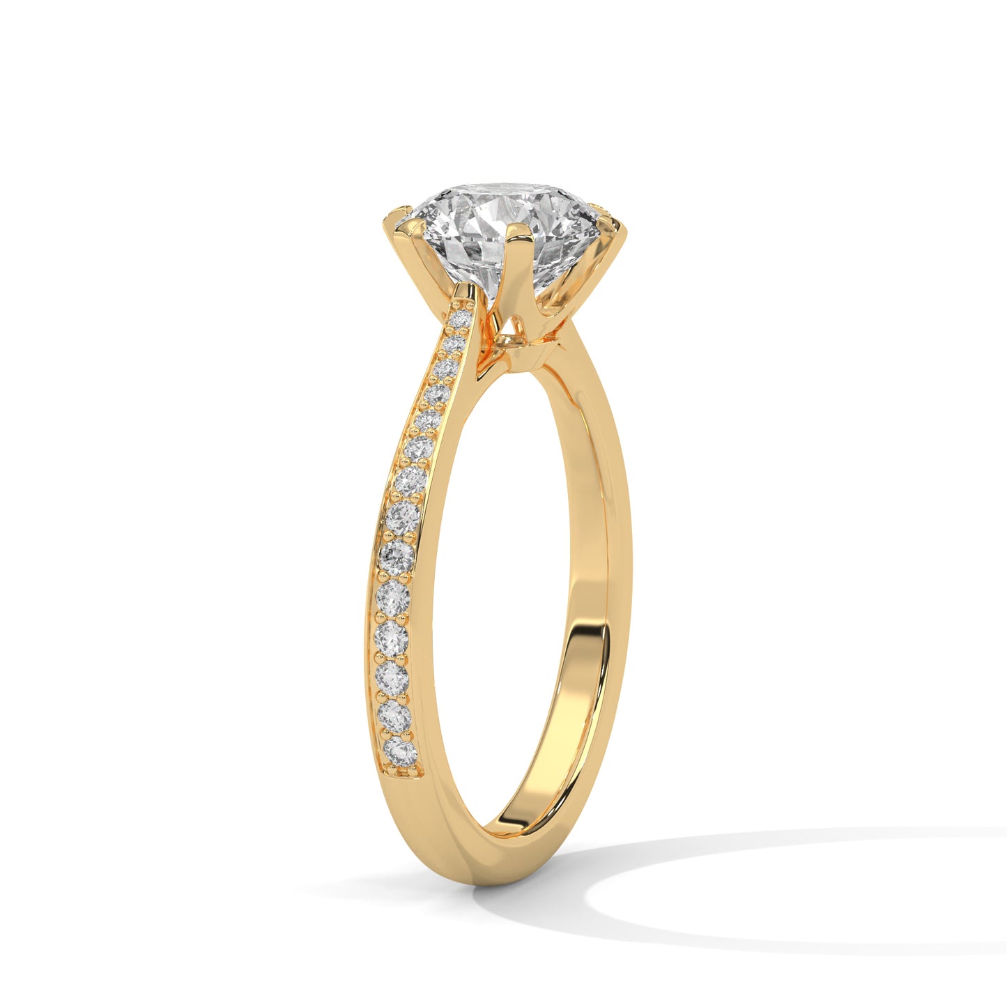 3 CT Round E-VVS2 Lab-Grown Diamond Engagement Ring – 6 Claw Prong
