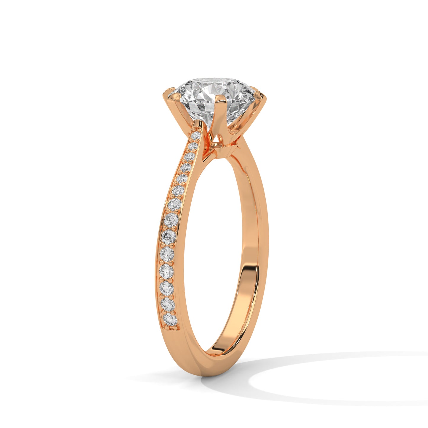 3 CT Round E-VVS2 Lab-Grown Diamond Engagement Ring – 6 Claw Prong