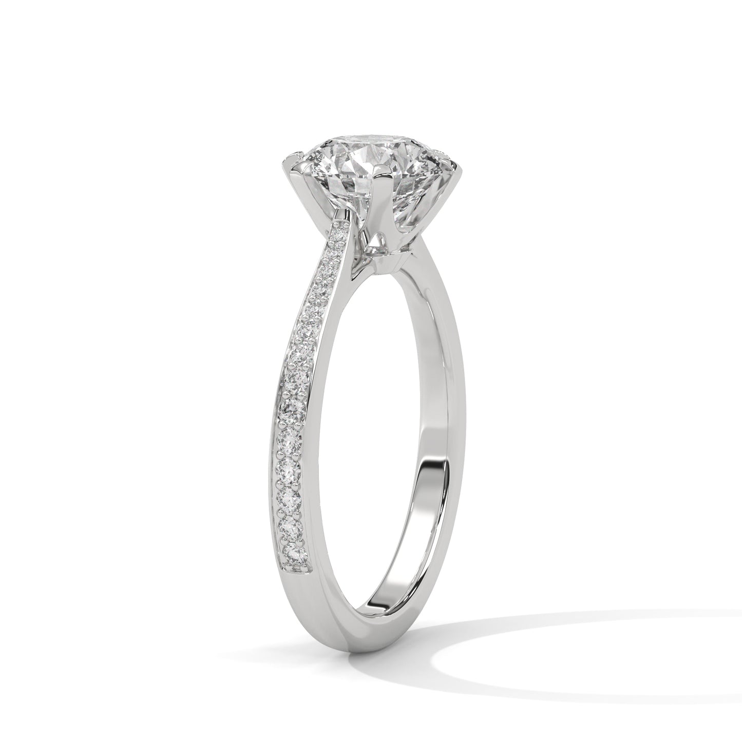 3 CT Round E-VVS2 Lab-Grown Diamond Engagement Ring – 6 Claw Prong