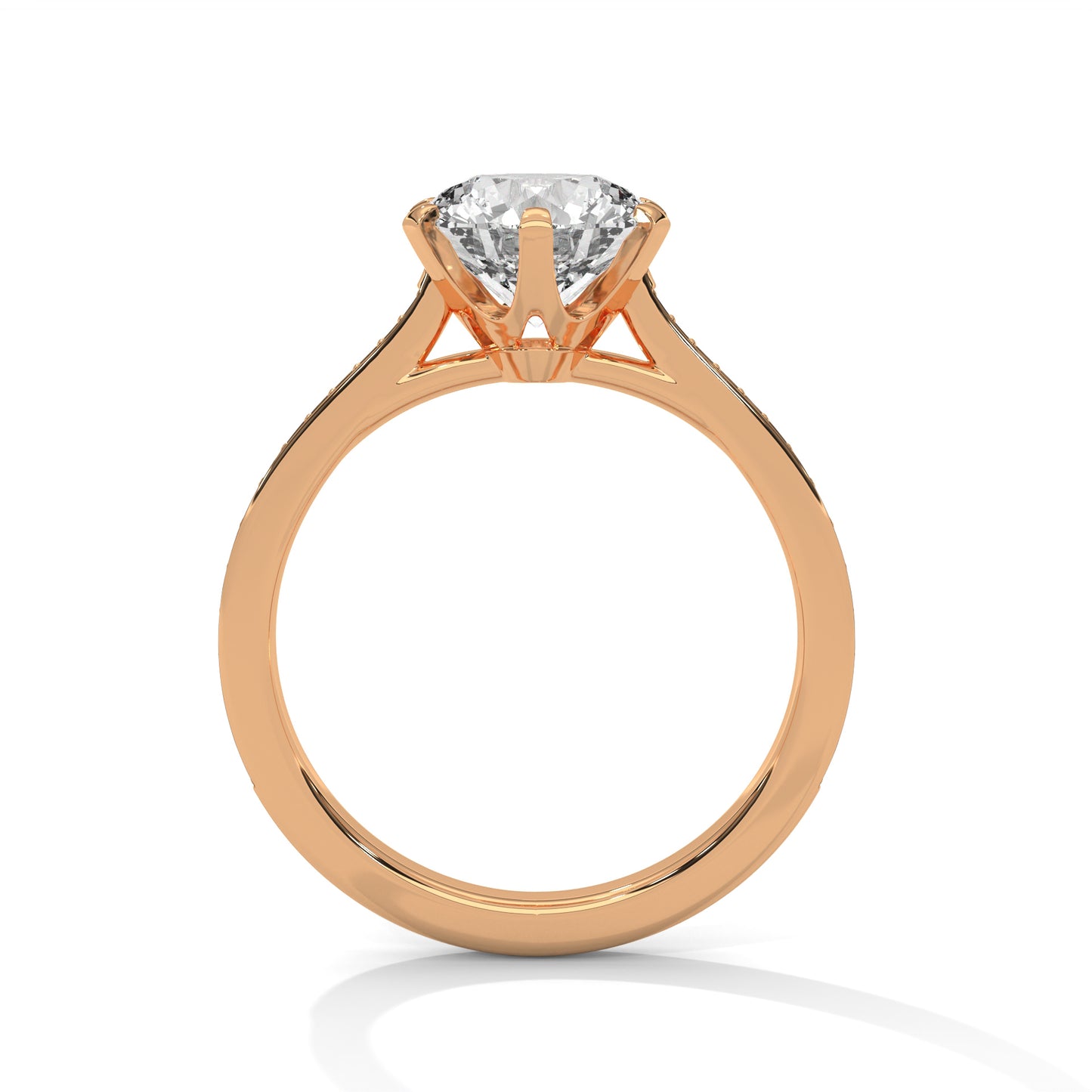 3 CT Round E-VVS2 Lab-Grown Diamond Engagement Ring – 6 Claw Prong