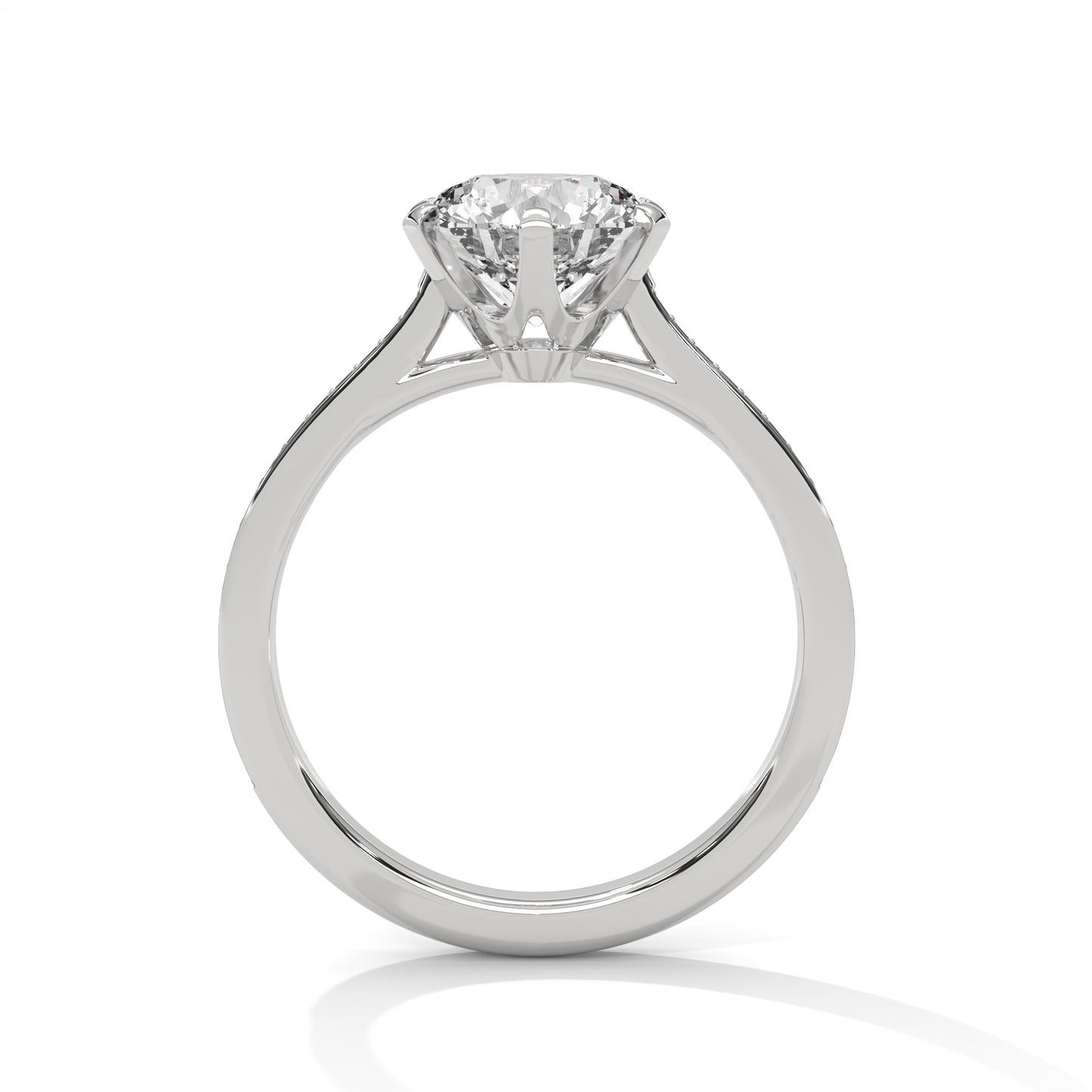 3 CT Round E-VVS2 Lab-Grown Diamond Engagement Ring – 6 Claw Prong