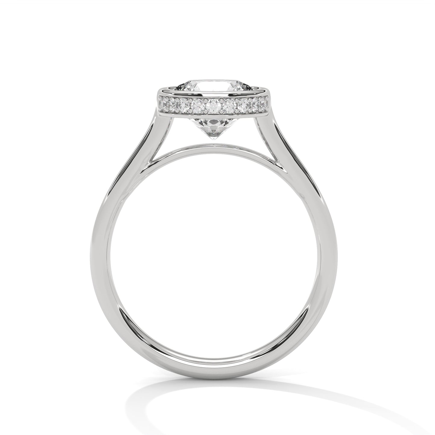 3 Carat Round E VVS2 Lab-Grown Diamond Bezel-Set Solitaire Engagement Ring, 14K Gold