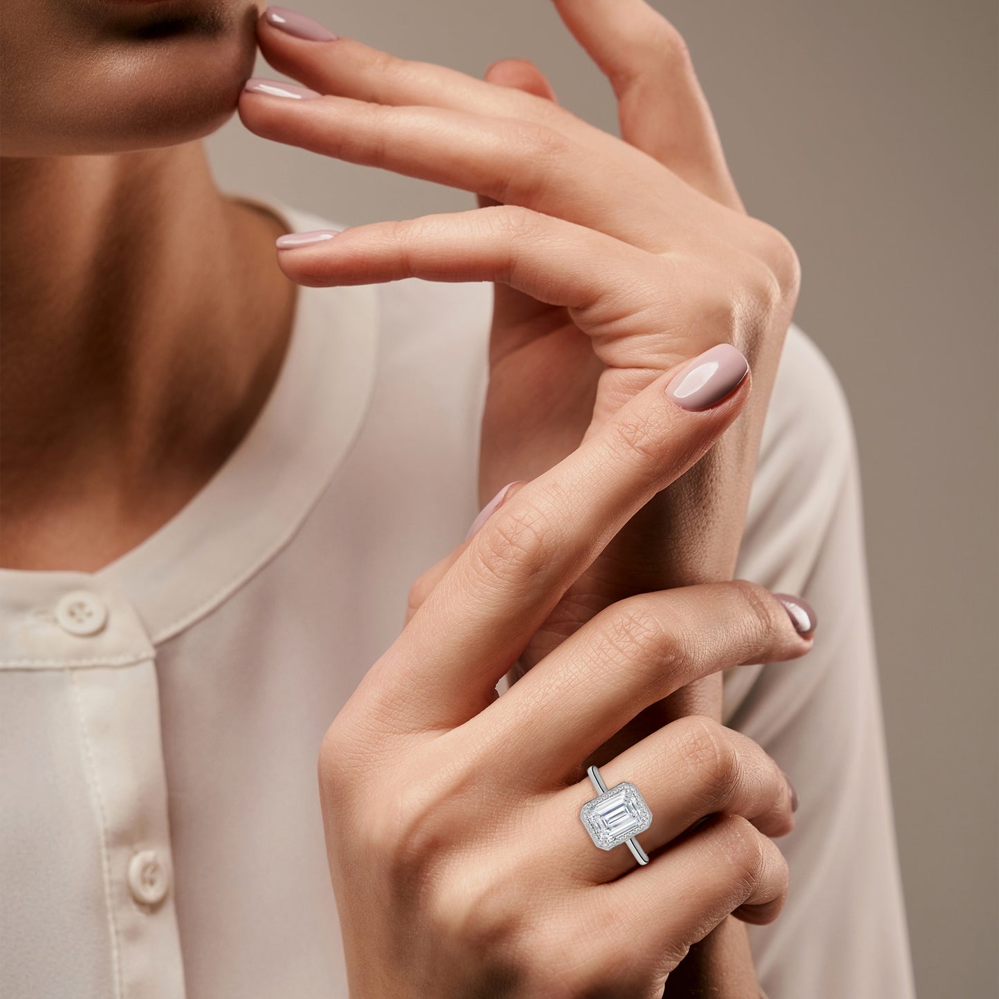 3 CT Emerald-Cut E - VVS2 Lab-Grown Diamond Engagement Ring, Elegant Classic Setting