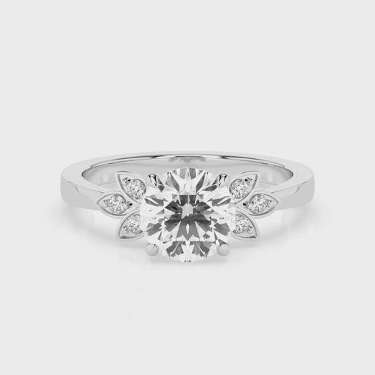 2CT Round-Cut Lab-Grown Diamond Triology Engagement Ring
